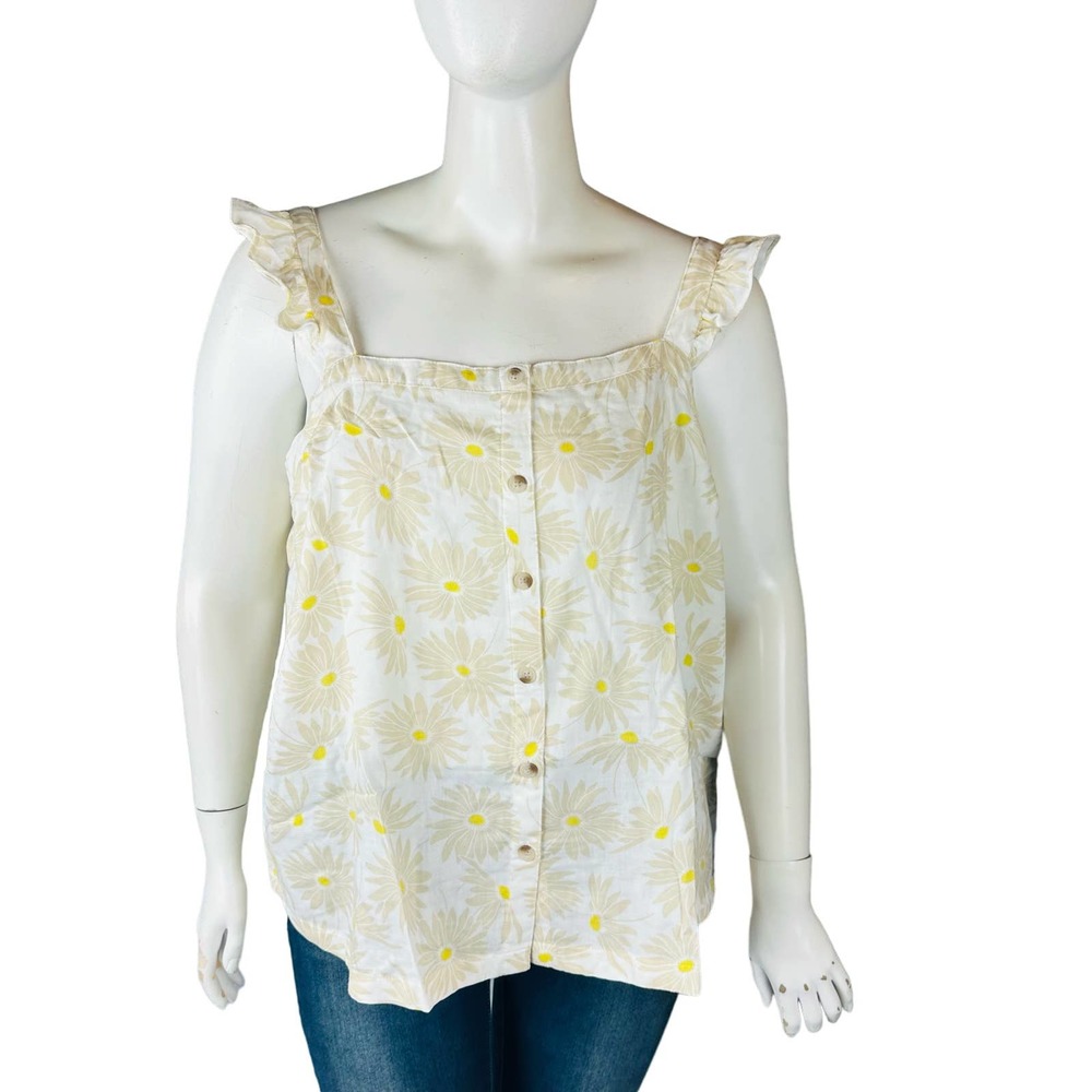 New Torrid Womans Sz 5 5X Plus Ruffle Button Front Tank Daisy Floral NWT - Picture 3 of 8